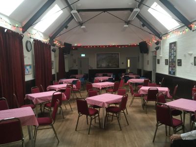 Tables and chairs laiud out